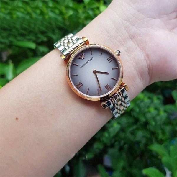  Shop Authentic Emporio Armani Gianni T Bar Grey Dial Two Tone Stainless Steel Watch For Women - AR1725 - Luxxuri