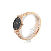  Shop Authentic Emporio Armani Gianni T-Bar Black Dial Rose Gold Strap Watch For Women - AR11145 - Luxxuri