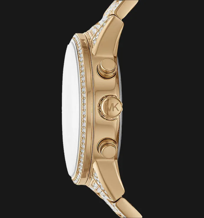  Shop Authentic Michael Kors Ritz Three-Hand Glitz Crystals Gold Dial Gold Steel Strap Watch for Women - MK6747 - Luxxuri