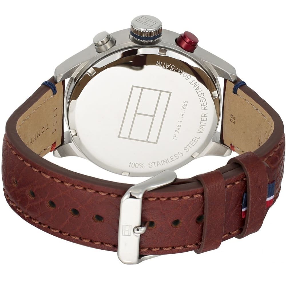  Shop Authentic Tommy Hilfiger Trent Quartz Blue Dial Brown Leather Strap Watch for Men - 1791066 - Luxxuri