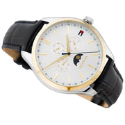  Shop Authentic Tommy Hilfiger Oliver Analog Silver Dial Black Leather Strap Watch for Men - 1791305 - Luxxuri
