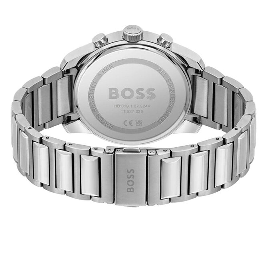  Shop Authentic Hugo Boss Trace Chronograph Quartz Blue Dial Silver Steel Strap Watch For Men - 1514007 - Luxxuri