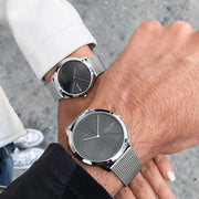  Shop Authentic Calvin Klein Minimal Black Dial Silver Mesh Bracelet Watch for Men - K3M21123 - Luxxuri