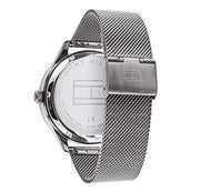  Shop Authentic Tommy Hilfiger Spencer Skeleton Black Dial Silver Mesh Bracelet Watch for Men - 1791643 - Luxxuri