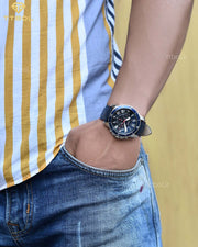  Shop Authentic Fossil Grant Chronograph Blue Dial Blue Leather Strap Watch for Men - FS5373 - Luxxuri