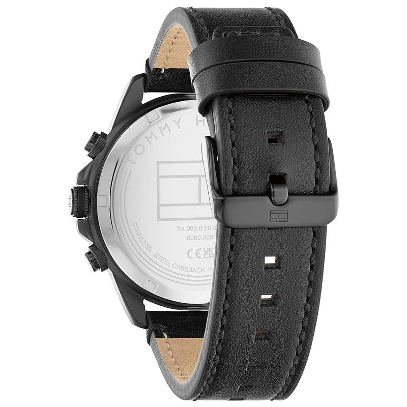  Shop Authentic Tommy Hilfiger Lars Chronograph Black Dial Black Leather Strap Watch For Men - 1792062 - Luxxuri