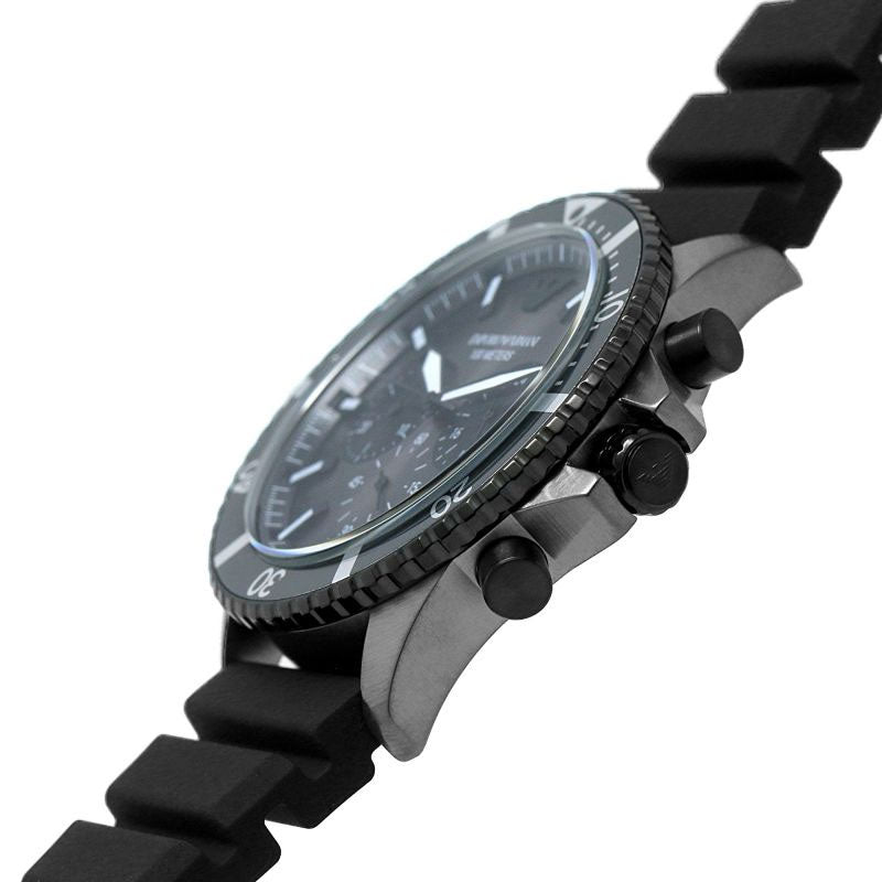  Shop Authentic Emporio Armani Diver Chronograph Black Dial Black Silicon Strap Watch For Men - AR11515 - Luxxuri