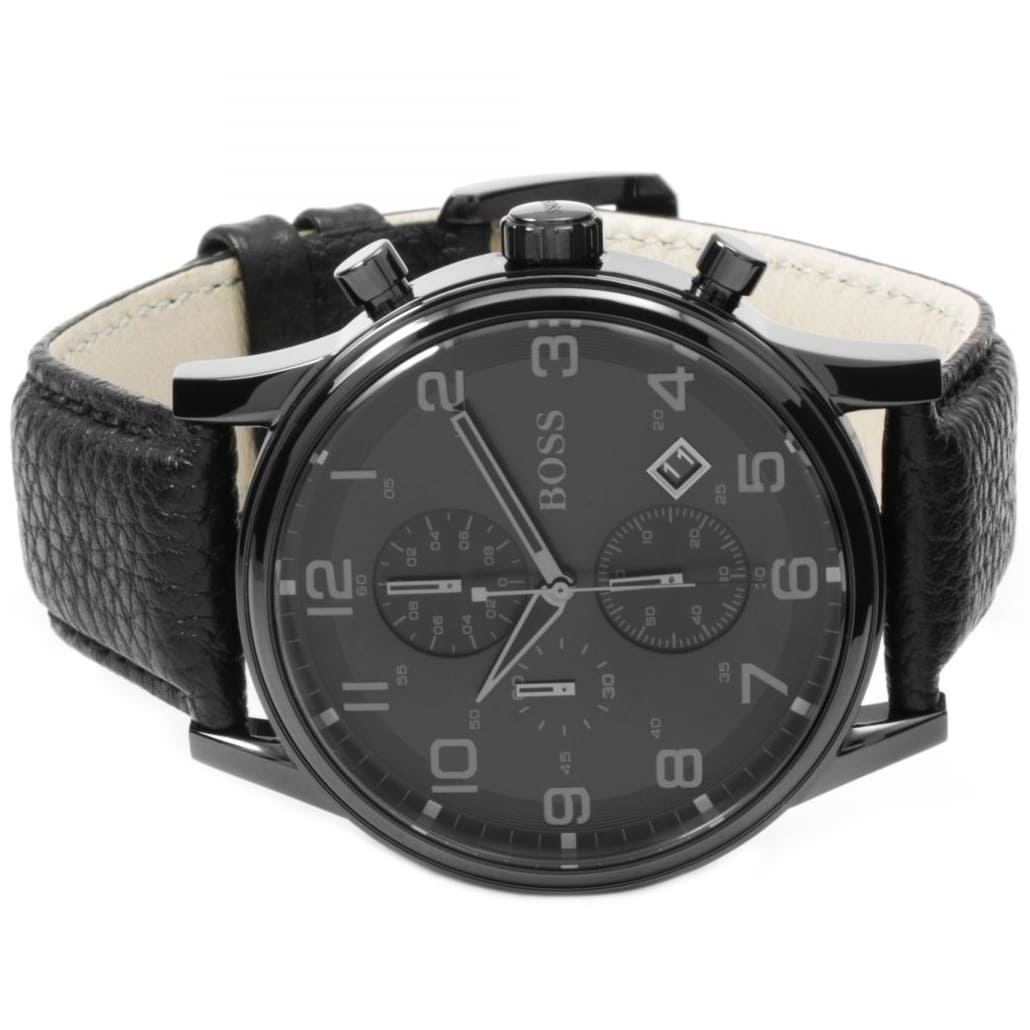  Shop Authentic Hugo Boss Onyx Black Dial Black Leather Strap Watch for Men - 1513367 - Luxxuri
