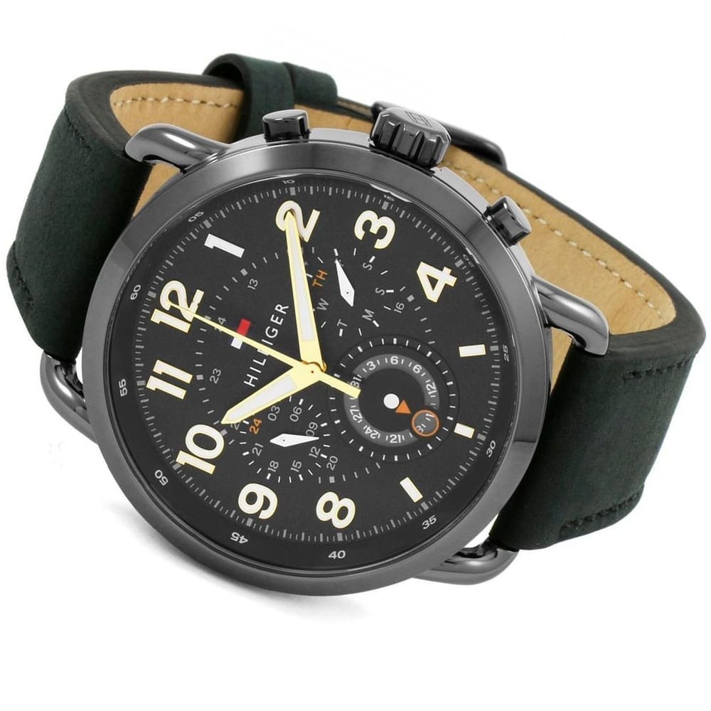  Shop Authentic Tommy Hilfiger Briggs Black Dial Black Leather Strap Watch for Men - 1791426 - Luxxuri