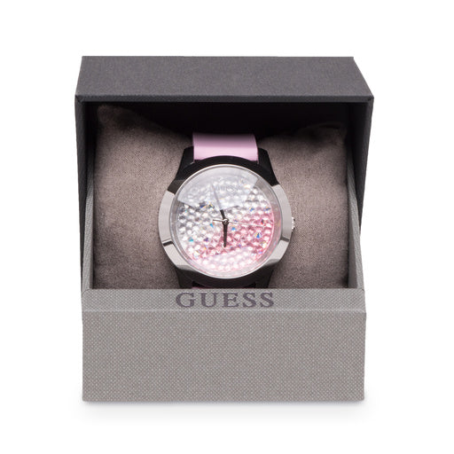  Shop Authentic Guess Crush Crystals Silver Dial Pink Rubber Strap Watch for Women - W1223L1 - Luxxuri