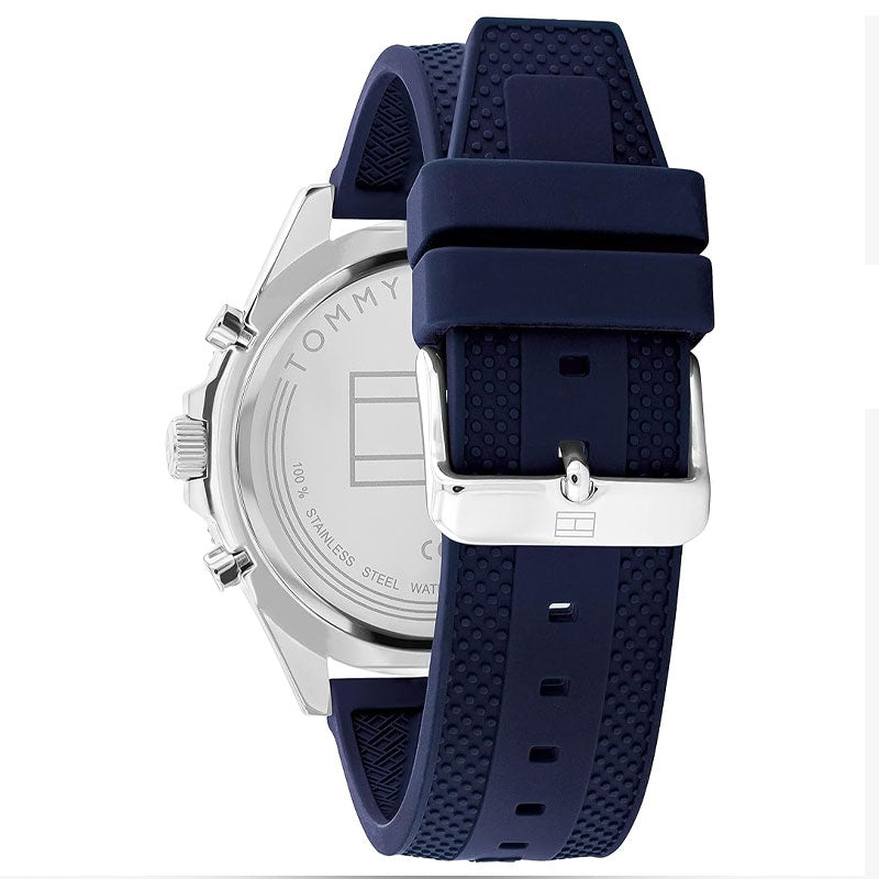  Shop Authentic Tommy Hilfiger Larson Chronograph Blue Dial Blue Rubber Strap Watch For Men - 1791920 - Luxxuri
