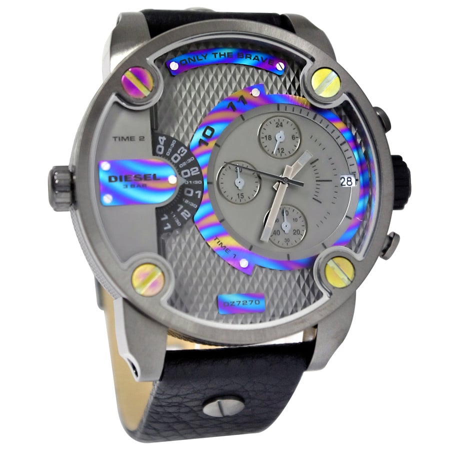  Shop Authentic Diesel Badass Chronograph Anthracite Dial Black Leather Strap Watch For Men - DZ7270 - Luxxuri