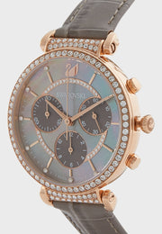  Shop Authentic Swarovski Passage Chrono Grey Dial Grey Leather Strap Watch for Women - 5580348 - Luxxuri