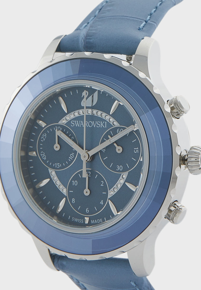  Shop Authentic Swarovski Octea Lux Chrono Blue Dial Blue Leather Strap Watch for Women - 5580600 - Luxxuri