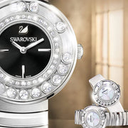  Shop Authentic Swarovski Lovely Crystal Black Dial Silver Steel Strap Watch for Women - 1160305 - Luxxuri
