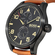  Shop Authentic Hugo Boss Aeroliner Maxx Chronograph Black Dial Brown Leather Strap Watch For Men - 1513082 - Luxxuri