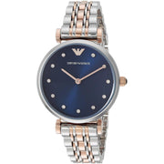  Shop Authentic Emporio Armani Gianni T Bar Crystal Blue Dial Two Tone Steel Strap Watch For Women - AR11092 - Luxxuri