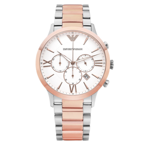  Shop Authentic Emporio Armani Giovanni Chronograph Quartz White Dial Two Tone Steel Strap Watch For Men - AR11209 - Luxxuri
