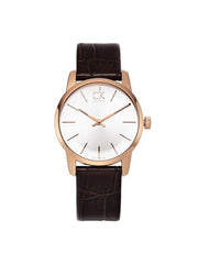  Shop Authentic Calvin Klein City White & Gold Dial Brown Leather Strap Watch For Women - K2G23620 - Luxxuri