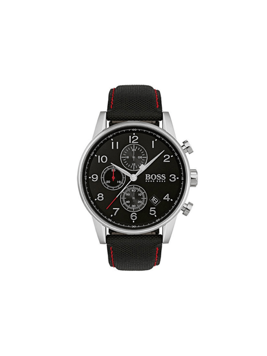  Shop Authentic Hugo Boss Navigator Black Dial Black Leather Strap Watch for Men - 1513535 - Luxxuri