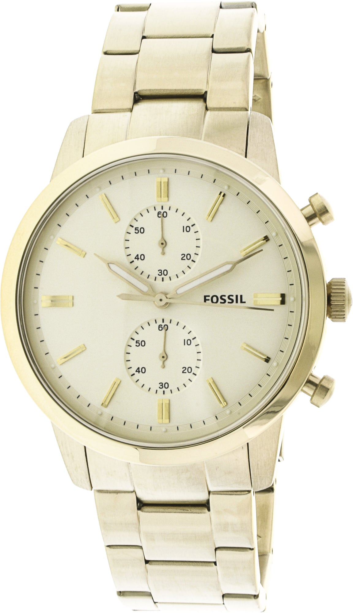  Shop Authentic Fossil Townsman Chronograph White Dial Gold Steel Strap Watch for Men - FS5348 - Luxxuri