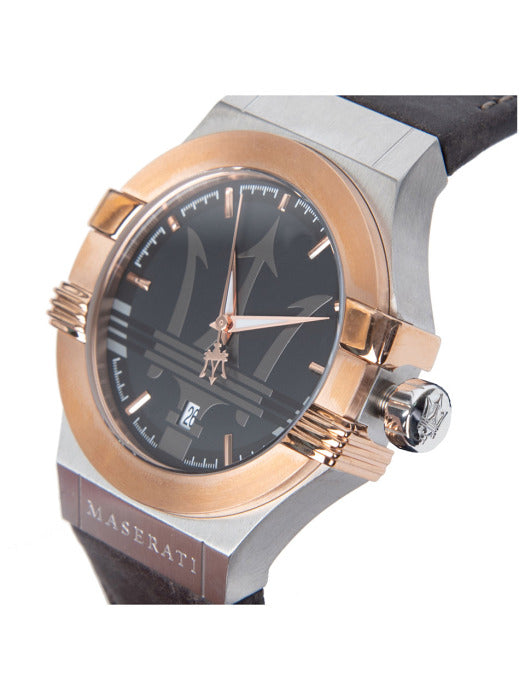  Shop Authentic Maserati Potenza Black Dial Brown Leather Strap Watch For Men - R8851108014 - Luxxuri
