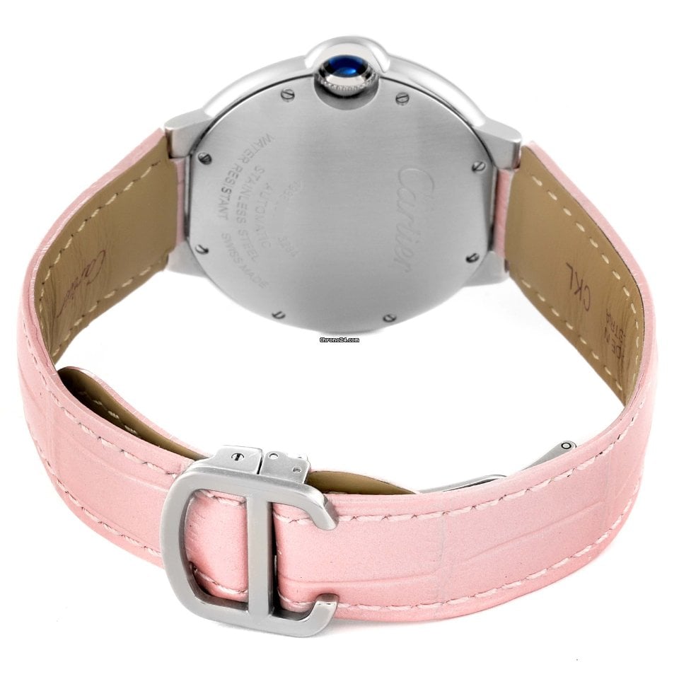  Shop Authentic Cartier Ballon Bleu De Cartier Pink Dial Pink Leather Strap Watch for Women - WSBB0007 - Luxxuri