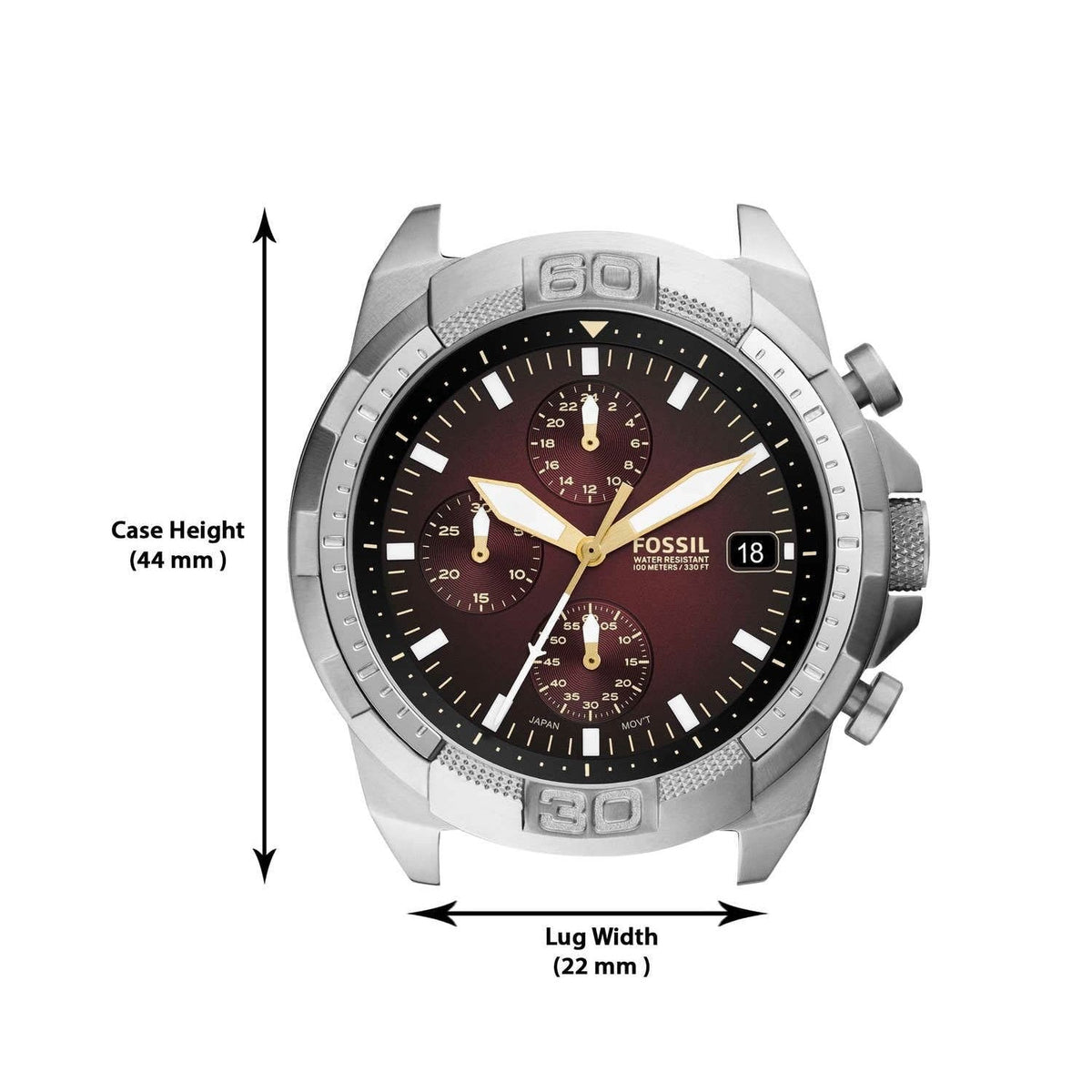  Shop Authentic Fossil Bronson Chronograph Red Dial Silver Steel Strap Watch for Men - FS5878 - Luxxuri