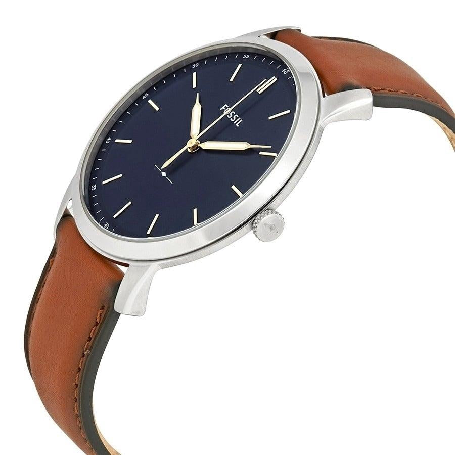  Shop Authentic Fossil Minimalist Blue Dial Brown Leather Strap Watch for Men - FS5304 - Luxxuri