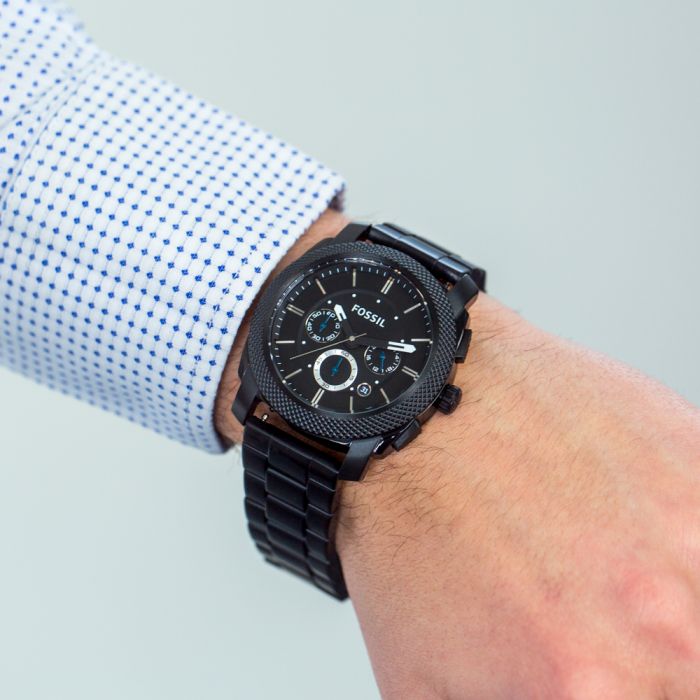  Shop Authentic Fossil Machine Chronograph Black Dial Black Steel Strap Watch for Men - FS4552 - Luxxuri