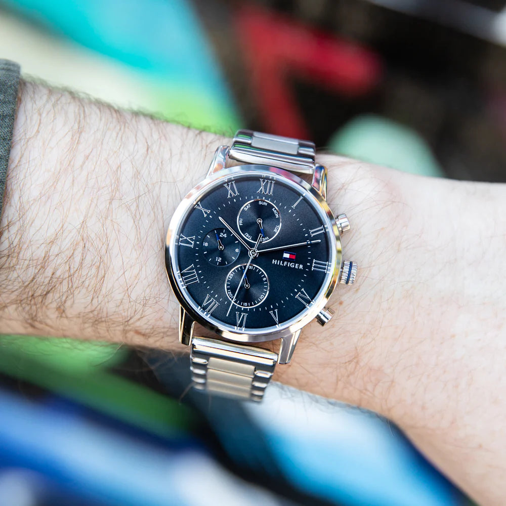 Shop Authentic Tommy Hilfiger Kane Chronograph Grey Dial Silver Steel Strap Watch for Men - 1791397 - Luxxuri