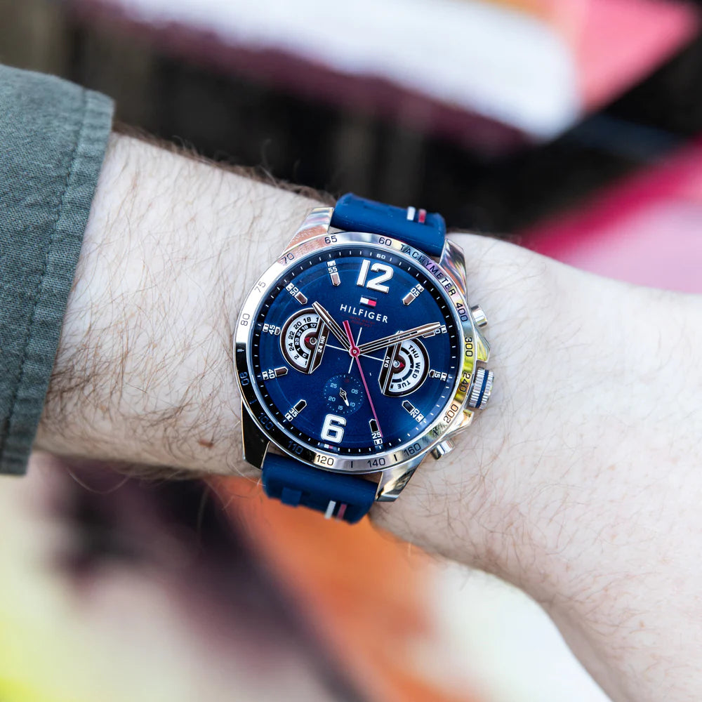  Shop Authentic Tommy Hilfiger Decker Blue Dial Blue Rubber Strap Watch for Men - 1791476 - Luxxuri