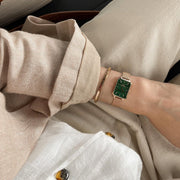  Shop Authentic Daniel Wellington Quadro Melrose Green Dial Rose Gold Mesh Strap Watch For Women - DW00100437 - Luxxuri