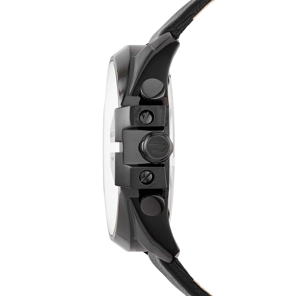  Shop Authentic Diesel Mega Chief Black Dial Black Leather Strap Watch For Men - DZ4323 - Luxxuri