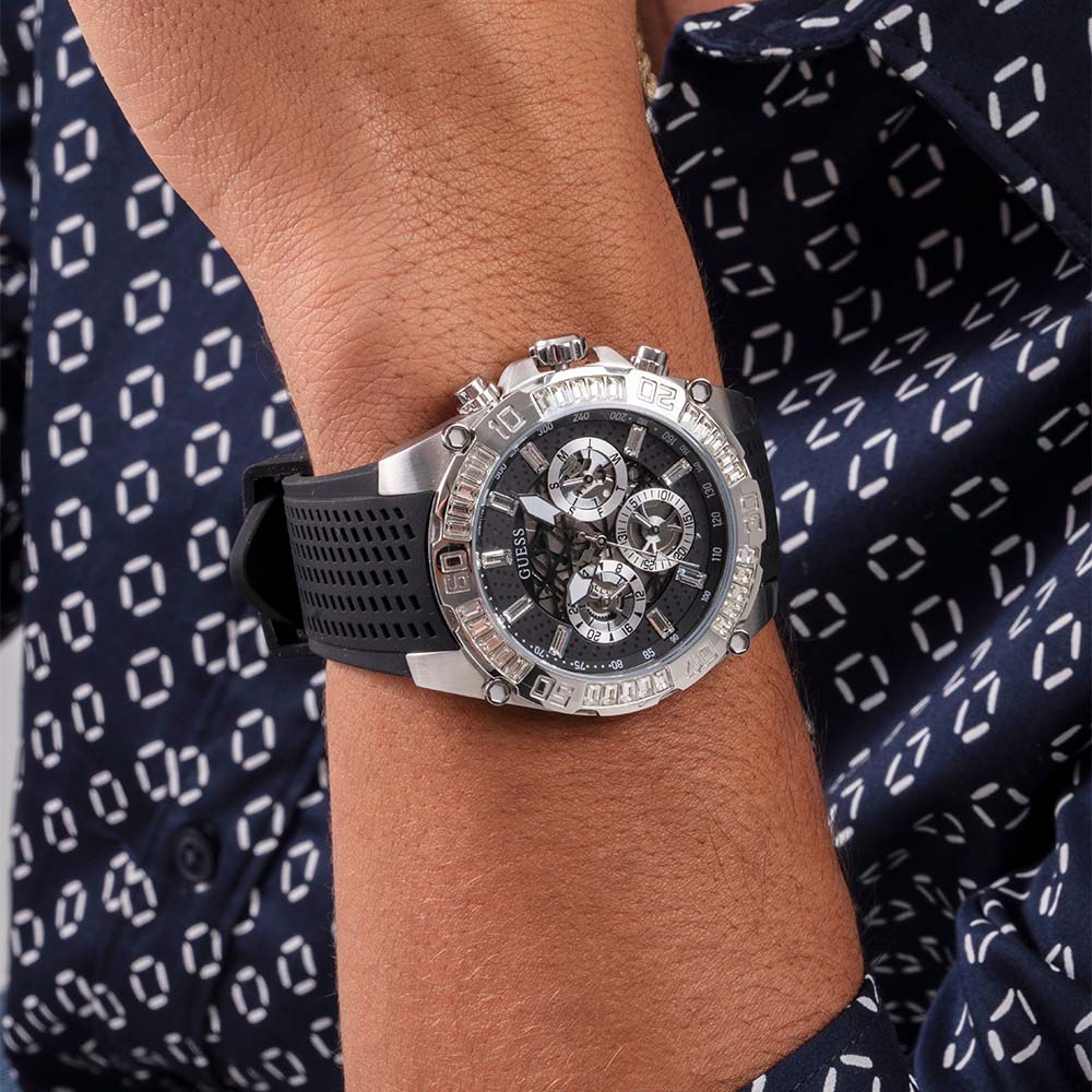  Shop Authentic Guess Trophy Multifunction Black Dial Black Rubber Strap Watch for Men - GW0333G1 - Luxxuri