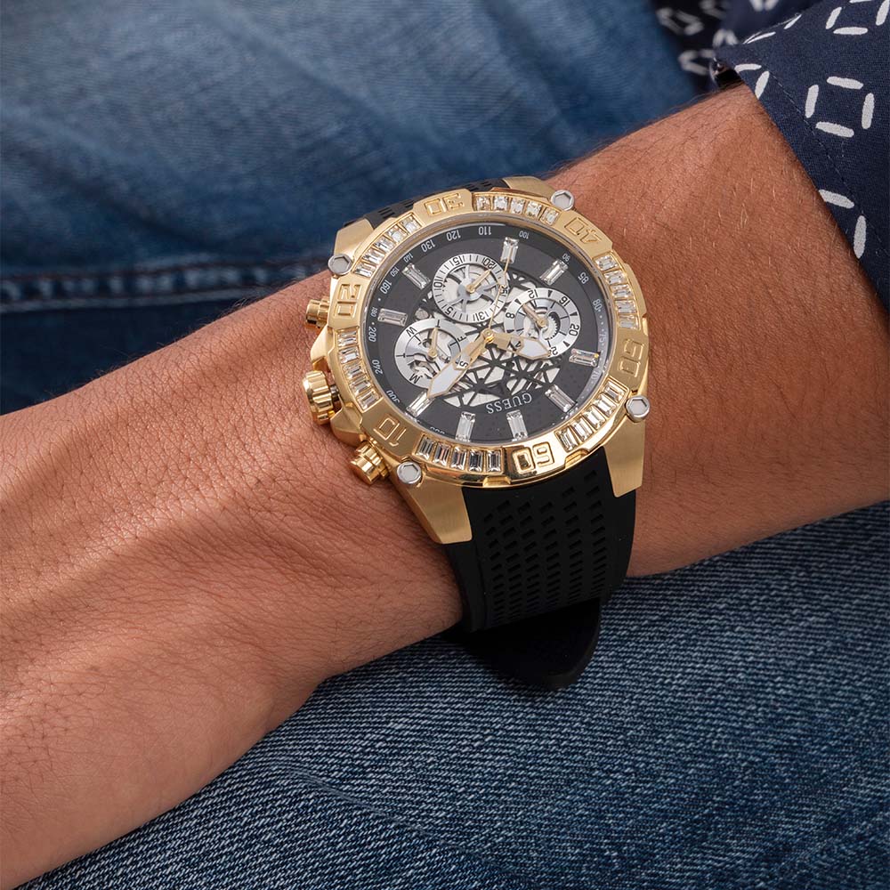  Shop Authentic Guess Trophy Multifunction Black Dial Black Rubber Strap Watch for Men - GW0333G2 - Luxxuri