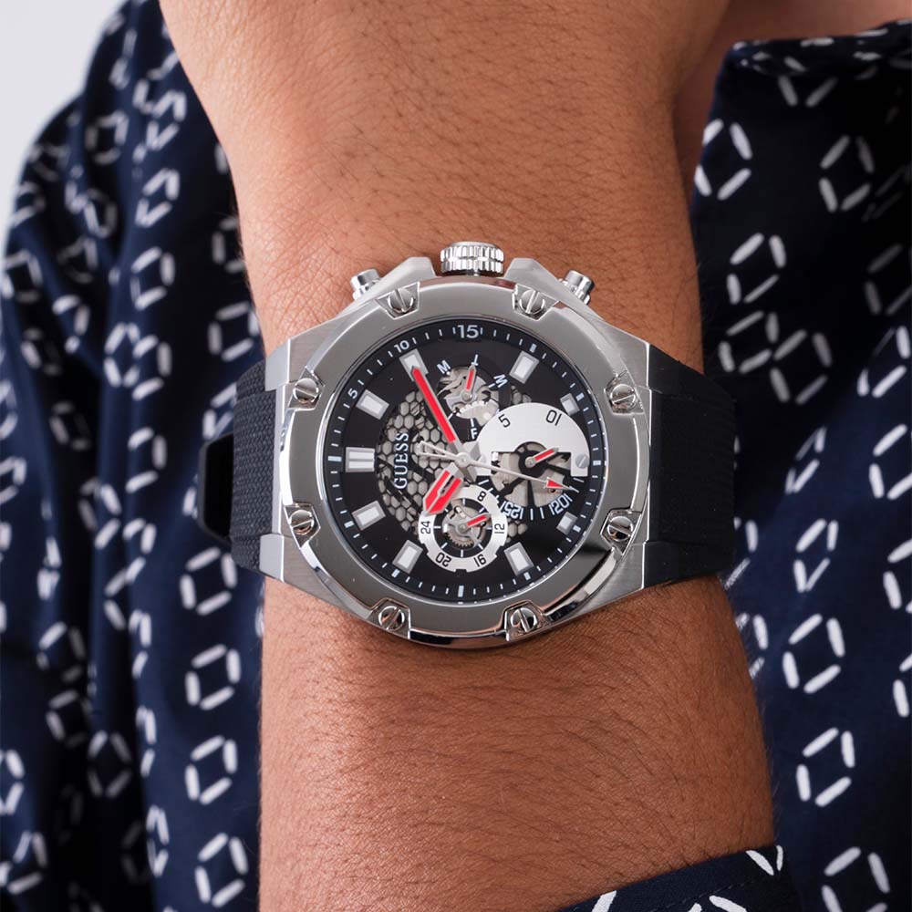  Shop Authentic Guess Third Grear Multi Function Black Dial Black Rubber Strap Watch for Men- GW0334G1 - Luxxuri