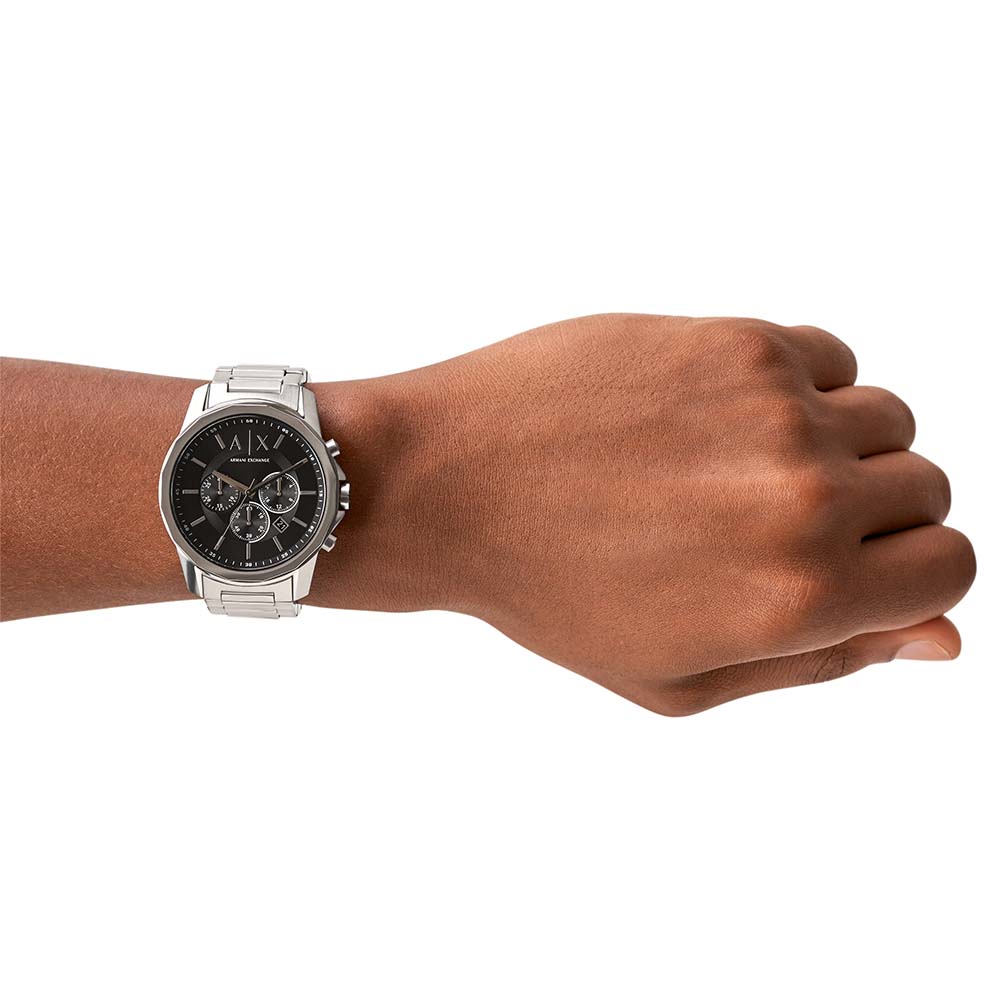  Shop Authentic Armani Exchange Drexler Chronograph Black Dial Silver Steel Strap Watch for Men - AX2600 - Luxxuri