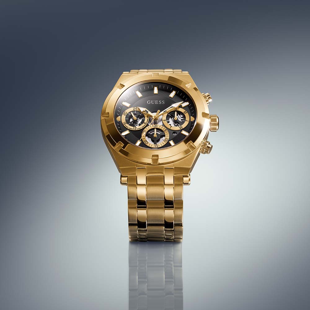  Shop Authentic Guess Continental Black Dial Gold Steel Strap Watch for Men - GW0260G2 - Luxxuri