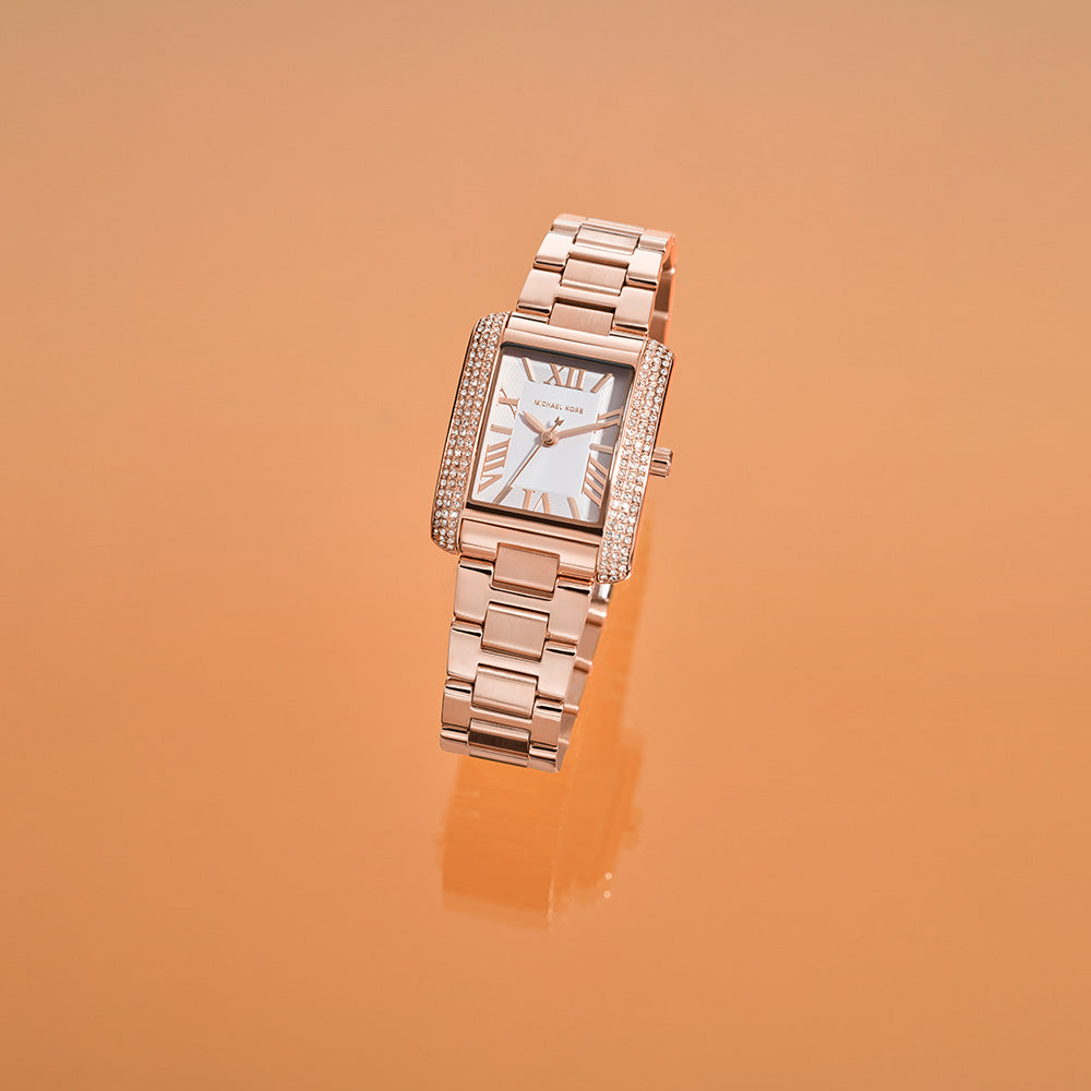  Shop Authentic Michael Kors Emery Three-Hand Crystals Silver Dial Rose Gold Steel Strap Watch for Women - MK4641 - Luxxuri