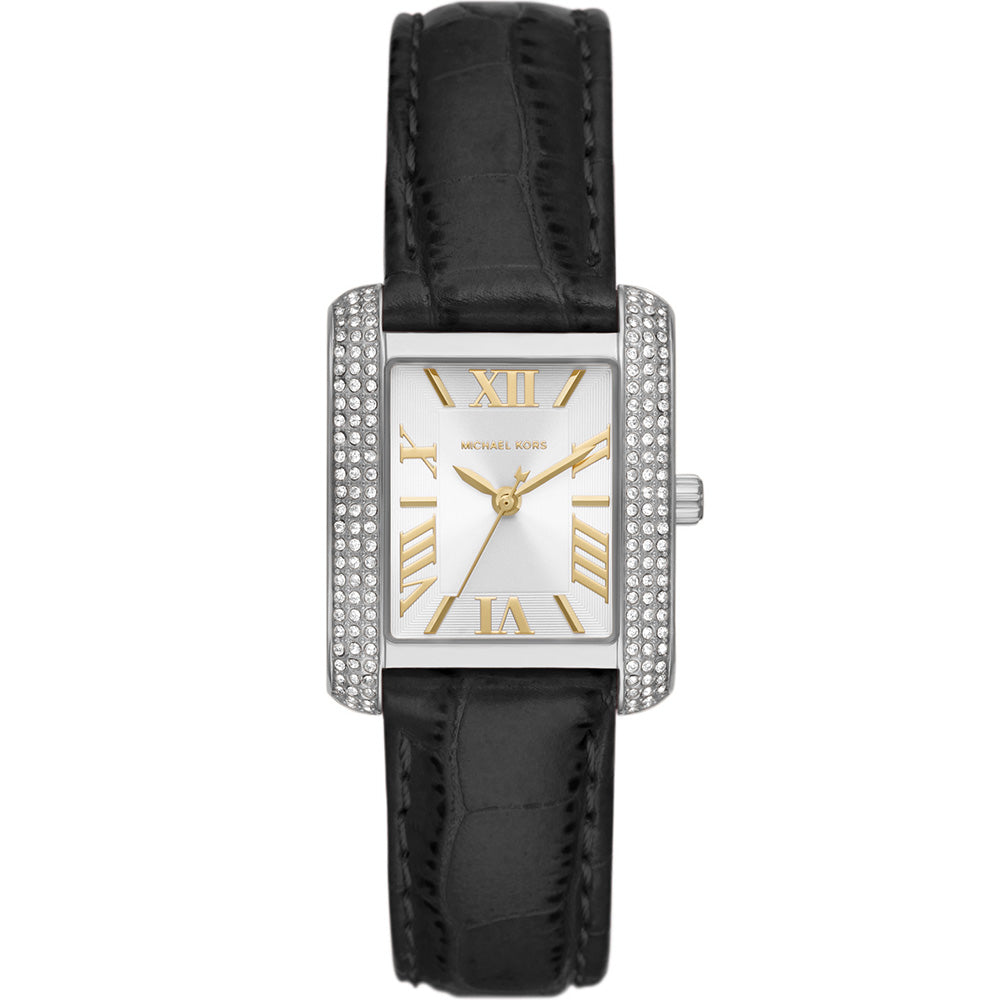  Shop Authentic Michael Kors Emery Three Hand Silver Dial Black Leather Strap Watch For Women - MK4696 - Luxxuri
