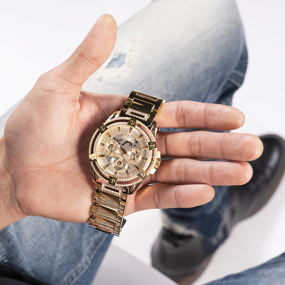  Shop Authentic Guess Queen Quartz Gold Dial Gold Steel Strap Watch For Men - GW0497G2 - Luxxuri