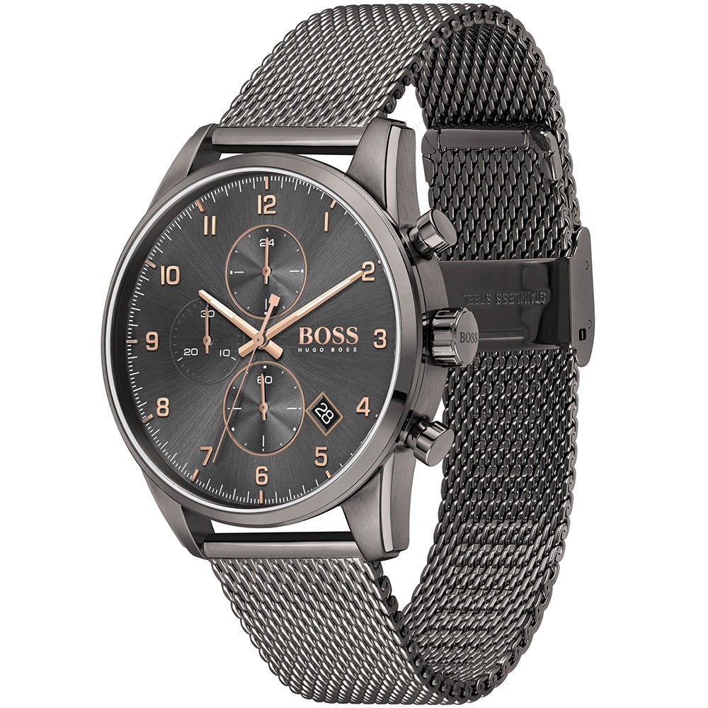  Shop Authentic Hugo Boss Skymaster Grey Dial Grey Mesh Bracelet Watch for Men - 1513837 - Luxxuri