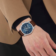  Shop Authentic Hugo Boss Skymaster Blue Dial Brown Leather Strap Watch for Men - 1513940 - Luxxuri