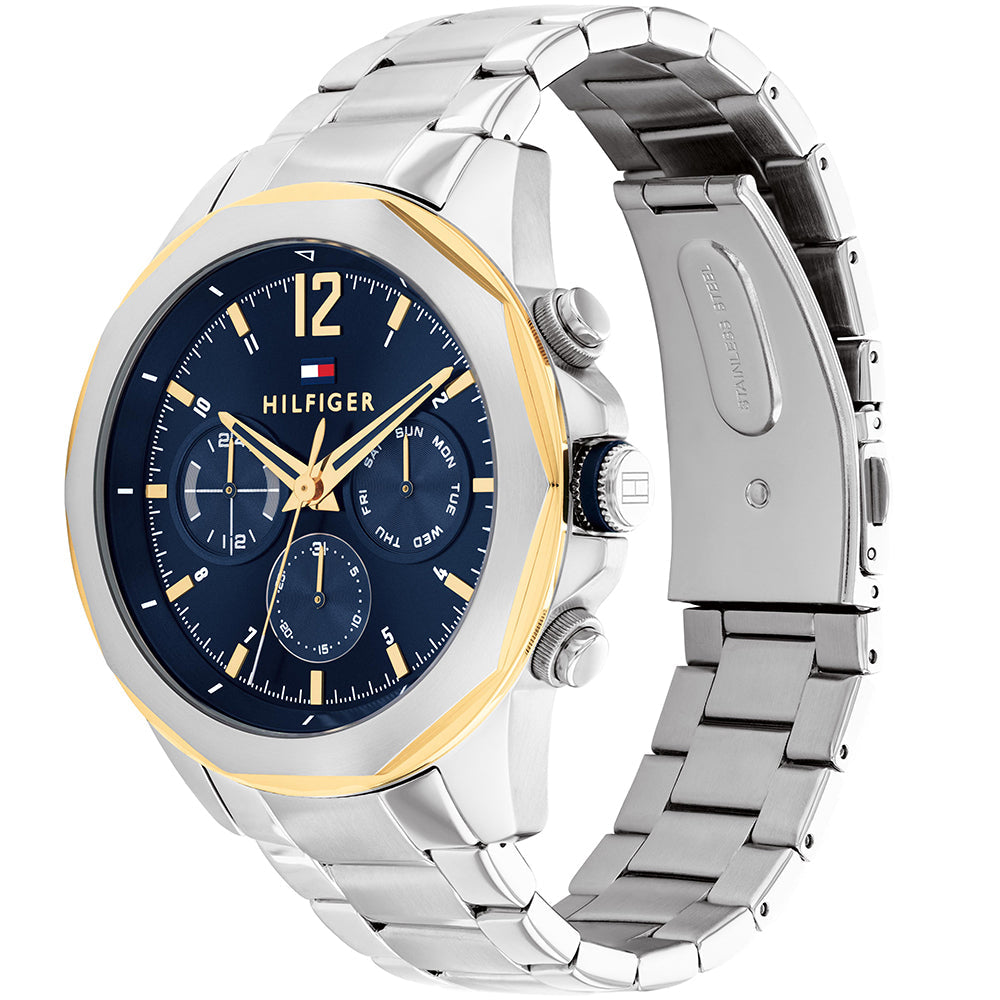  Shop Authentic Tommy Hilfiger Lars Chronograph Blue Dial Silver Steel Strap Watch For Men - 1792059 - Luxxuri