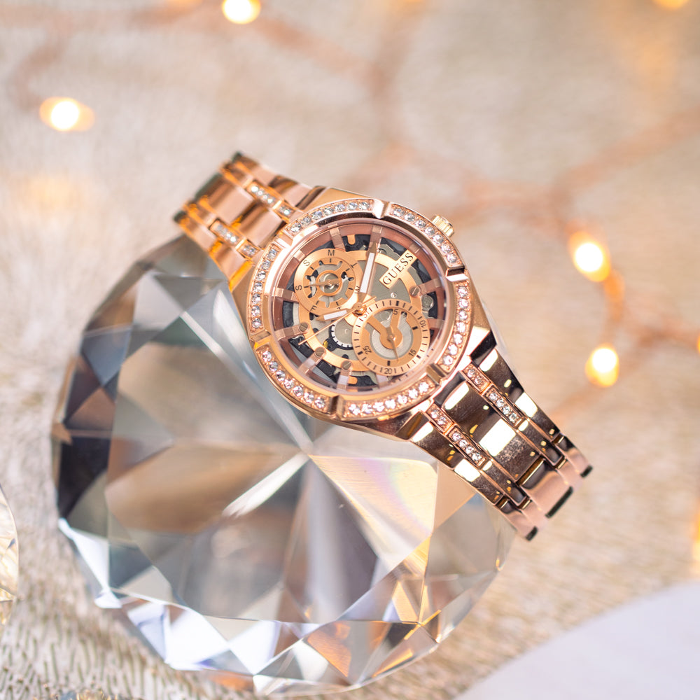  Shop Authentic Guess Allara Quartz Rose Gold Dial Rose Gold Steel Strap Watch For Women - GW0604L3 - Luxxuri