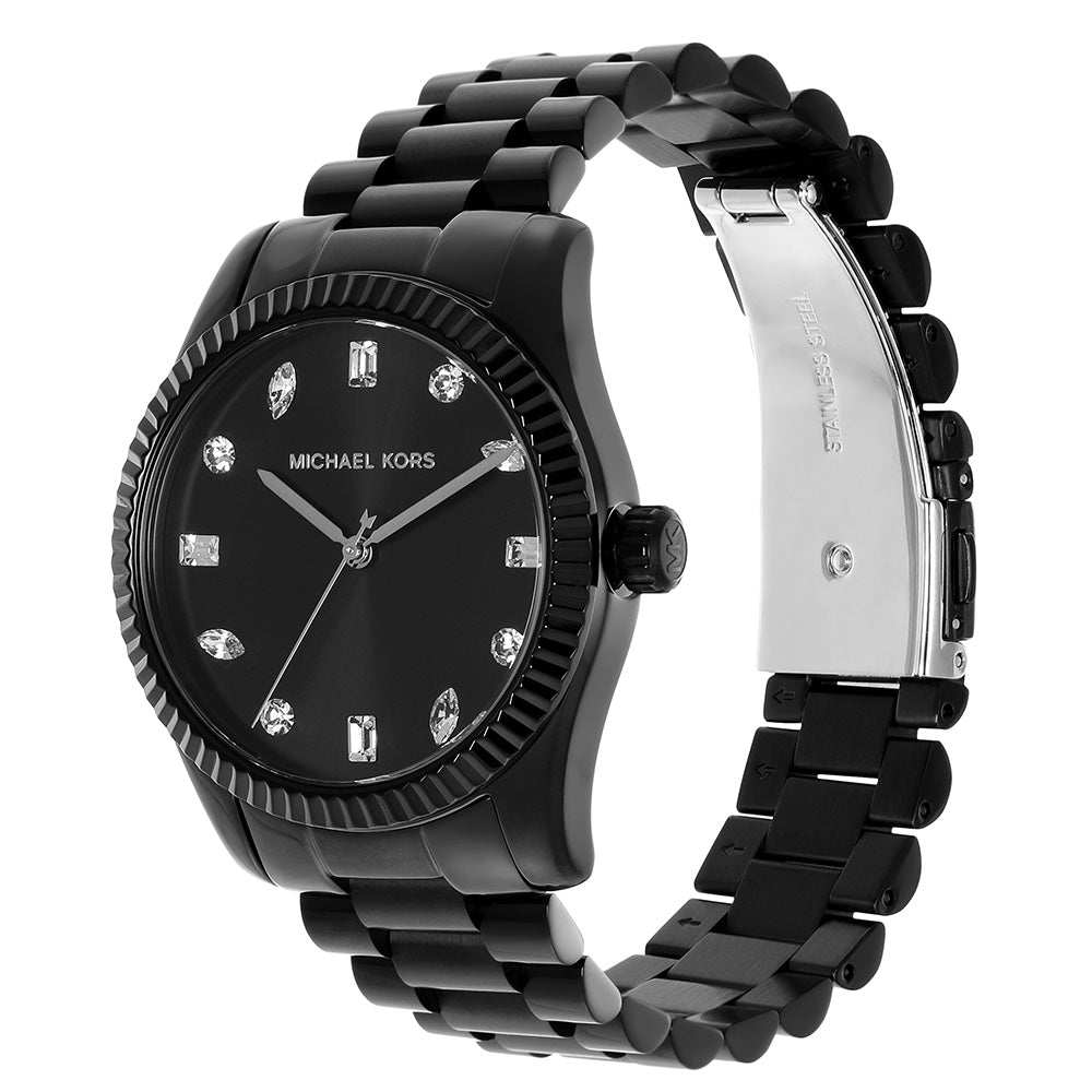  Shop Authentic Michael Kors Lexington Lux Black Dial Black Steel Strap Watch For Women - MK7442 - Luxxuri