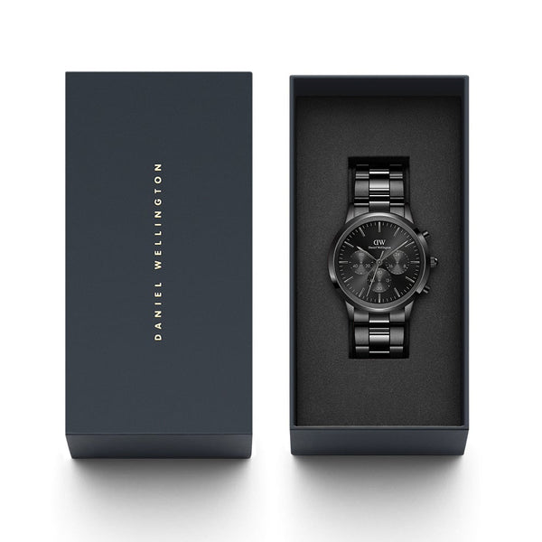  Shop Authentic Daniel Wellington Iconic Chronograph Black Dial Black Steel Strap Watch For Men - DW00100642 - Luxxuri