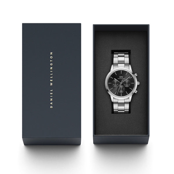  Shop Authentic Daniel Wellington Iconic Chronograph Link Black Dial Silver Steel Strap Watch For Men  - DW00100645 - Luxxuri