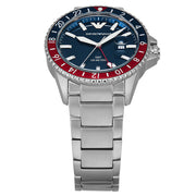  Shop Authentic Emporio Armani Sea Explorer GMT Blue Dial Silver Steel Strap Watch For Men - AR11590 - Luxxuri